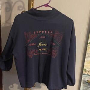 Express Women's Navy Graphic Sweatshirt